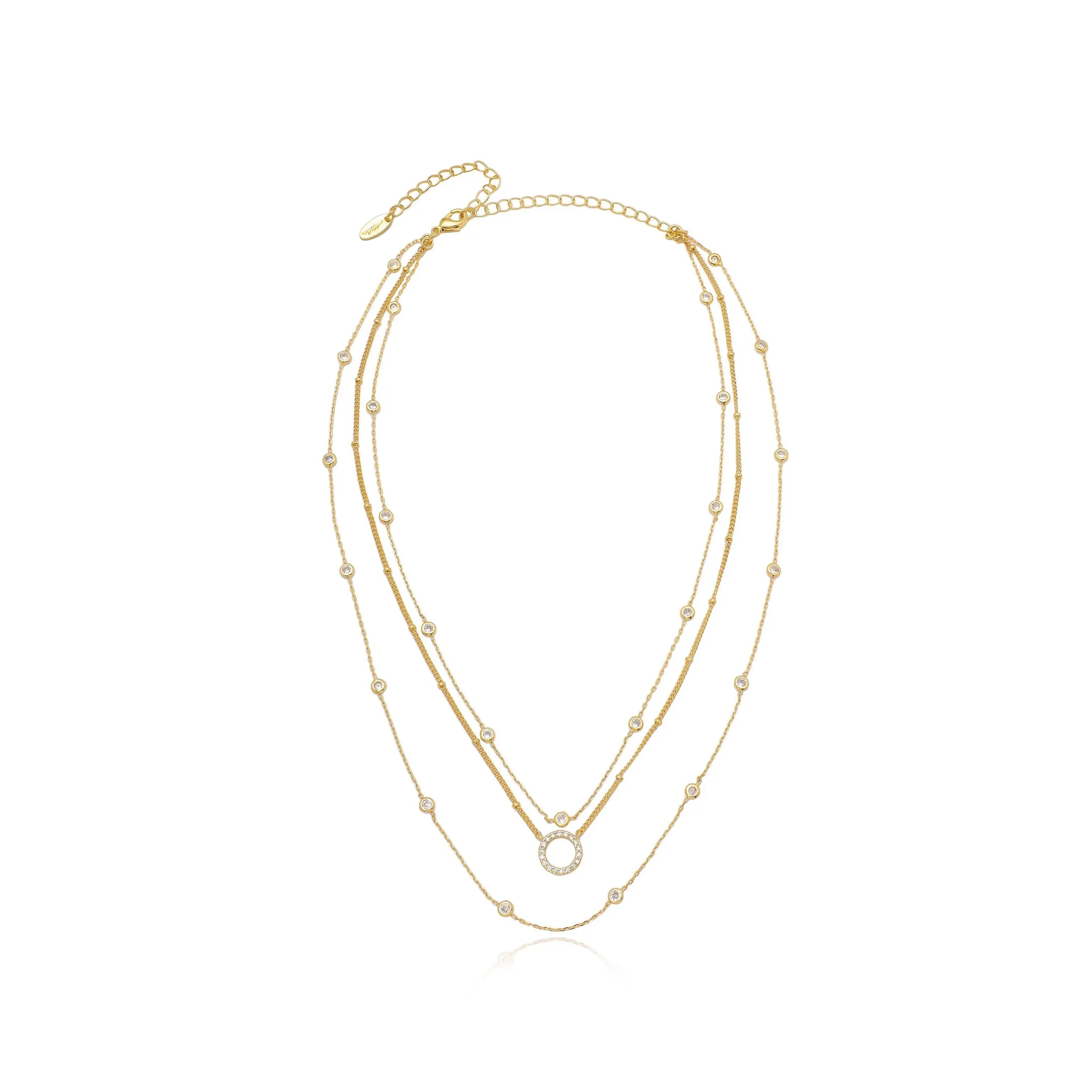Ettika Monroe Crystal Strand Layered Necklace with Elegant Design and Gold Finish