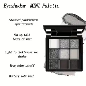 9 Color Metallic Eyeshadow Palette, Deep Matte & Shimmer Shades, Punk, Bold Eye Makeup, Perfect Halloween Gift, Cosmetic