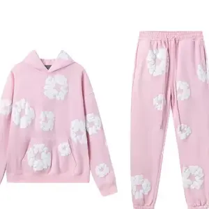 New fashionable foam cotton printed hoodie, European and American fashionable men's sports suit