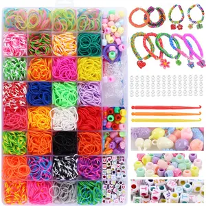 40 Grid Rubber Band Bracelet Making Kit, Friendship Elastic Bracelet DIY Set, Birthday Christmas Gift, Craft Supplies