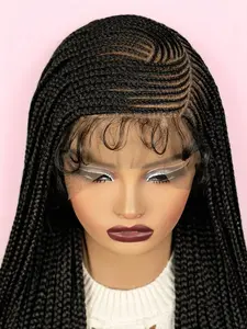 36 Inch Lace Front Braided Wig with Baby Hair, Lightweight Long Synthetic Fiber Box Braid Wig for African Women
