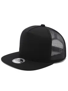 Youth Stylish Flat Bill Trucker Cap | Structured Mesh Back Classic Snapback Hat Casual Hat