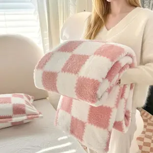 YHFYHF Soft Flannel Blanket, Breathable Warm Throw, Ideal for Home Office Travel, Cozy Bedroom Decor, 350g Chess Patterned Blanket