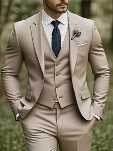 Elegant Men'S 3pcs Suit - Slim Fit Tuxedo Set for Weddings & Formal Occasions, Black Suit with White Collared Long Sleeve Shirt & Pants, Perfect for Office Meetings and Elegant Events, Formal Attire|Slim Fit Suit|Durable Wedding Wea Formal Wear, Menswear