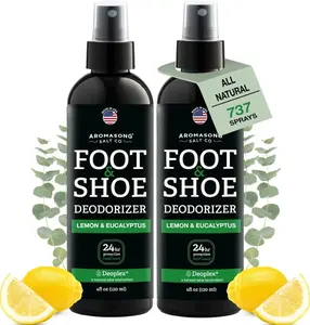 Aromasong Natural Shoe & Foot Deodorizer Spray - 2 Pack - 4oz Each - Lemon & Eucalyptus - 24-Hour Odor Protection - Extra Strength Fresher for Smelly Shoes & Stinky Feet