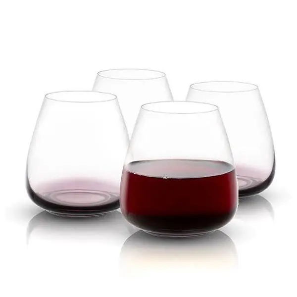 JoyJolt Set of Four 18.2oz Black Swan Crystal Red Wine Glasses