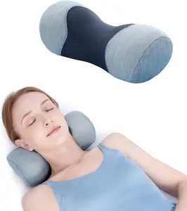 Small Neck Support Pillow for Neck Pain Relief, Memory Foam Neck Roll with Cervical Traction Device