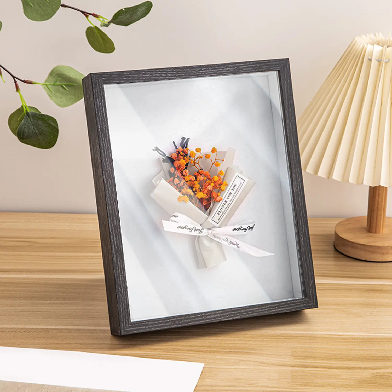 Wooden Hollow Box Frame, Picture Frames Small Wooden Shadow Box Frame for Wall or Tabletop Display, Display Case for Coins, Pins, Photo, Dried Flowers DIY 3D
