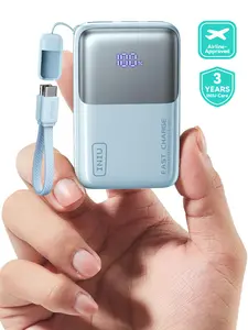 INIU P50 Pocket Rocket 45W PD 10000mAh Power Bank, 2026 Mini Pocket Size Powerbank Travel Essentials Portable Charger, Detachable Lanyard USB C Cable Fast Charge Phone Battery Pack for iPhone 17 16 15 series iPad Airpods Samsung Switch Perfect Gifts