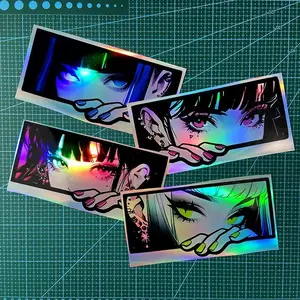 Anime Eye Pattern Car Sticker, Reflective Laser Waterproof Car Decal, Universal Car Exterior Decoration Accessories for Car Bumper, Motorcycle Tank, Decal For Cars