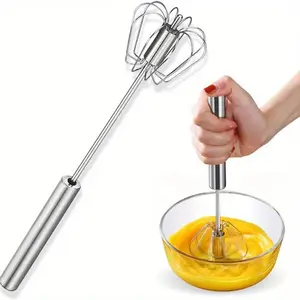Semi-Automatic Egg Beater Stainless Steel Egg Whisk Manual Hand Mixer Self Turning Egg Stirrer Kitchen Egg Tools