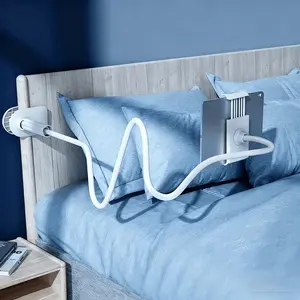 360° Rotating Phone And Tablet Stand, Cell Phone Stand, Gooseneck Holder with Dual Clamps And Spiral Base, Non-Slip Design, Suitable for 10.16-30.48 cm Smartphones, Tablets, And E-Readers, for Home And Office Use