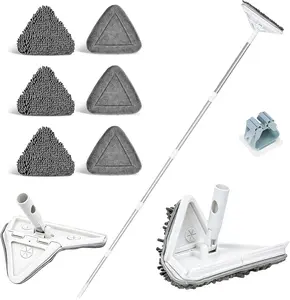 Wall Cleaner Mop with 80" Long Handle.3-in-1 Ceiling Cleaning Tool Duster with 180° Foldable & 360° Rotating Head. Includes 6 Washable Pads for Walls, Baseboards, Windows & Floors. No Ladder Needed.