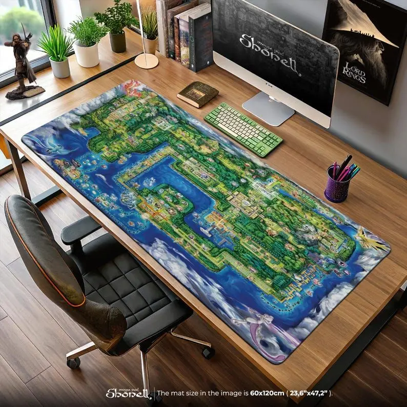 Anime Kanto Johto Map Mouse Pad - Nostalgic Region Desk Mat, Legendary Adventure Gaming Gift, Trainer Journey Art