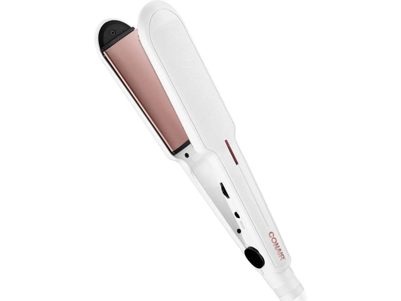 Conair Double Ceramic Flat Iron, 1½-inch Flat Iron, 5 Heat Settings Up to 410°F, Extra-Wide Floating Plates, For All Hair Types and Textures, White