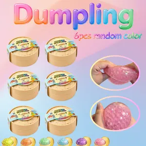 6 PCS Dumpling Squeeze Glitter Cute Dumpling Squishy New Water Beads Toy Real for Kids Adults Soft Squeeze Decompression Toy Stress Relaxation  Birthday   Party  Gift