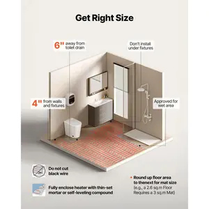 VEVOR 200 sqft Underfloor Heating Cable Kit, 240V Electric Radiant Heated Floor System, with Smart Control Thermostat Alarm, Easy Installation for Tile, Stone, Vinyl, Home Improvement