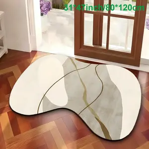 Line Style 2D Flat Irregular Rug, Washable Non-Slip Design, Suitable for Hallway/bathroom/living Room, Durable and Easy to Clean