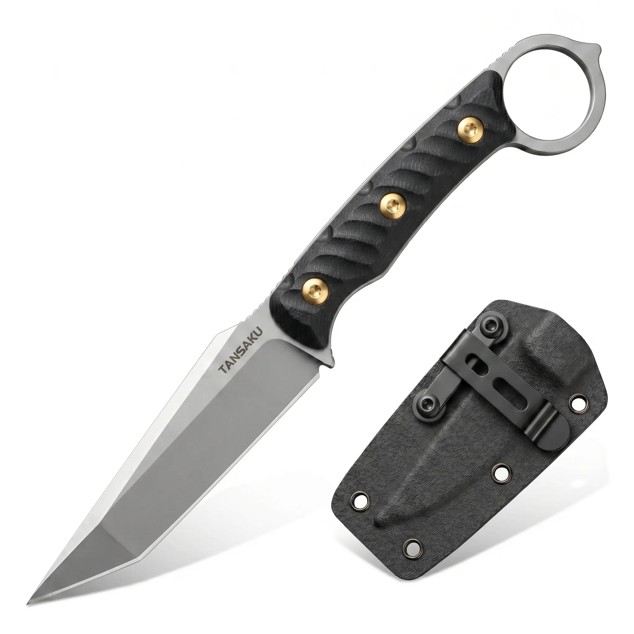 Tansaku Outdoor Camping Fixed Knife with Secure Sheath & Ergonomic Handle,Alloy Steel ,Camping Fixed Blade Small EDC Knives for Hiking, Fishing,Camping,Gift for Men's