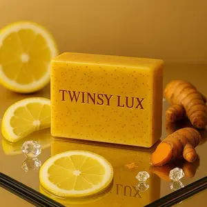 Twinsy Lux Lemon Turmeric Kojic Acid Soap 3-Bar Set for Face & Body Fades Dark Spots Evens Skin Tone with Vitamin C Complex Daily Gentle Scent Exfoliant