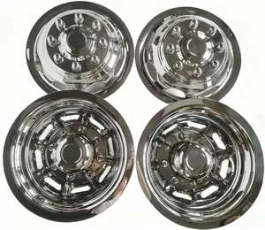 17 Inch 8 Lug Polished Dually Wheel Simulator Set Front and Rear Snap On Wheel Hubcaps for 2008-2025 Chevy GMC 3500, 2003-2025 Dodge RAM 3500, 2005-2025 Ford F350 Dually Wheel Trucks