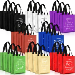 Easter Gift 24pcs/30pcs/32pcs/40pcs Christian Gift Bags Bulk with Handle Bible Verse Gift Bags Reusable Non Woven for Women Church Baptism Mother's Day Wedding Birthday Party Favors