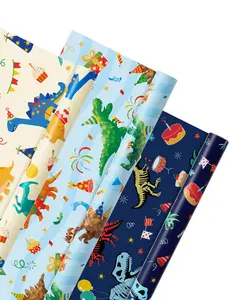 WERNNSAI Wrapping Paper Rolls 3 Rolls Kids Birthday Party Favor with Cutting Line on Back for Boys Gift 2025 Christmas & Thanksgiving & New year 2026 Gifts Wrap & Christmas wrapping paper Christmas hauls Christmas gift ideas