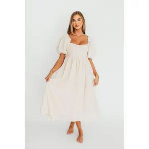 Hamilton Midi Dress in Ivory - Bump Friendly & Inclusive Sizing (S-2XL)