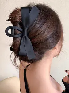 Women's Elegant Bow Decor Hair Claw, Casual Simple Plain Polyester Hair Accessories for Daily Use, Cute Lovely Hairwear for Daily Used, Hair Clip, Claw Clips