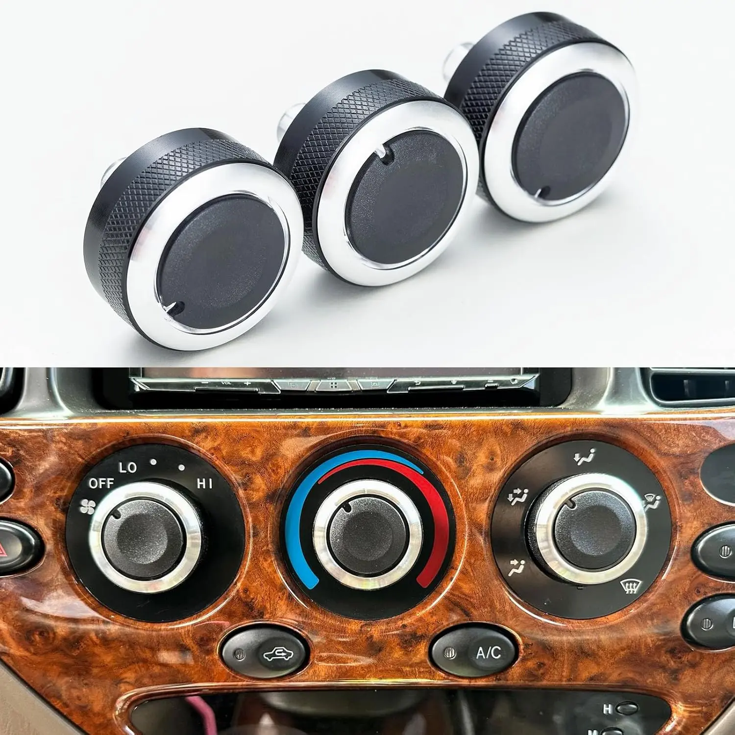 Custom Fit Plastic 3PCS AC Climate Control Knobs - Car Replacement for 2000-2006 Toyota Tundra Accessories, Durable & Sturdy Air Conditioning Heater Blower Fan Knobs, Replaces 55905-0C010
