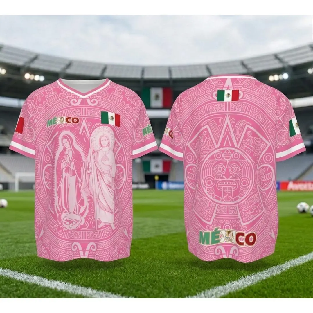 Men's Light Pink Virgencita & San Juditas Mexico 2026 Soccer Jersey, Mens Clothing, 2026 Soccer Fan Shirt, Casual Mexican Culture Sports Jersey, Mexico 2026 Jersey Men's Light Pink Virgencita & San Juditas Mexico 2026 Soccer Jersey, Mens Clothing, 2026 Soccer Fan Shirt, Casual Mexican Culture Sports Jersey, Mexico 2026 Jersey
