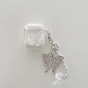 TheNorthStar Transparent Butterfly Shape Earphone Case With Butterfly Key Chin, Best Gifts