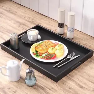 Black Rectangular Bamboo Tray, Household Storage Tray, Used for Holding Cups and Coffee in Living Rooms, Hotels, Restaurants, Etc