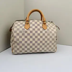 Pre-owned Louis Vuitton Coated Canvas Handbag Speedy 30 Damier Azur CPU0416