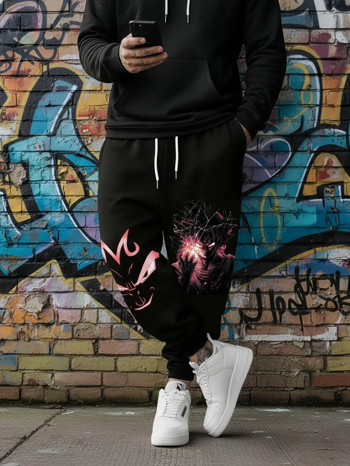 Goku Graphics Print Graphic Art Casual Pants, Men's Heavyweight Jogger Pants with Drawstring Waist and Practical Pockets, Women's Stylish Fitted Sport Trousers