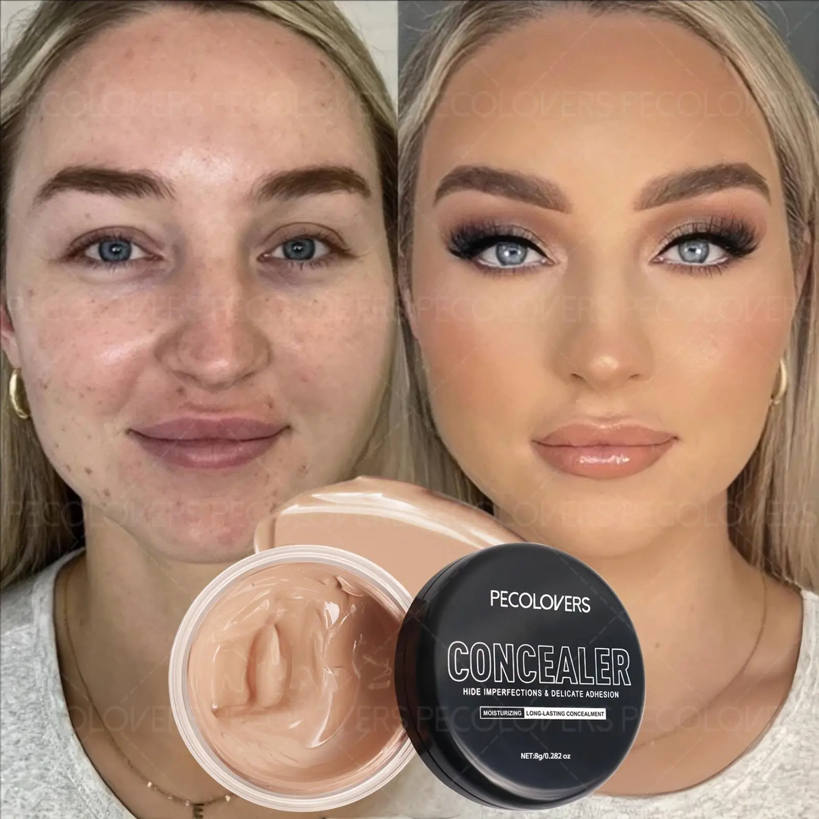 1PC Concealer Cream- Concealer Makeup, Moisturizing Concealer, Corrector Concealer, Medium Coverage, Cosmetic Coverage, Color Correction, Waterproof, Single Color Formula for Acne Marks, Dark Circles, Eye Contour - Applicator for All Skin Types