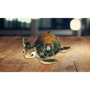 6"W Miniature Cute Green Sea Turtle Statue Marine Life Decoration Figurine