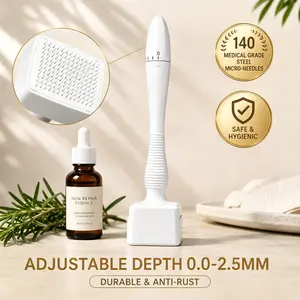 Titanium Derma Stamp - 0.25mm Tool for Skin Care - Ergonomic Handle & Premium Quality Materials - Portable & Friendly for Beginners - White