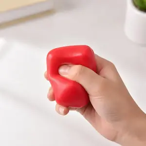 Red Squeeze Toy for Stress – Slow Bounce Sensory Ball, Silent Fidget for Adults, Office Desk Anxiety Reliever, Soft Rubber Hand Exercise, Portable Calm-Down Tool, Fun Holiday Gift