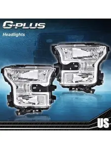 Fit For 2015-2017 Ford F150 Clear Headlights Chrome Headlamps 1Pair Head Light New