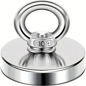 158.76KG Heavy Duty Fishing Strong Magnetic Hook - Single-sided suction cup, 2.36-inch diameter, durable steel magnet, suitable for deep sea and freshwater rescue, magnetic fishing kit, deep sea magnet | round magnet | durable magnet, magnetic fishing