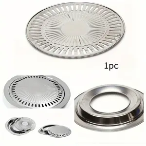 1pc Stainless Steel Outdoor Grill Pan, BBQ Plate, Korean Stovetop Nonstick Indoor Outdoor Smokeless BBQ Cast Aluminum Grill Pan