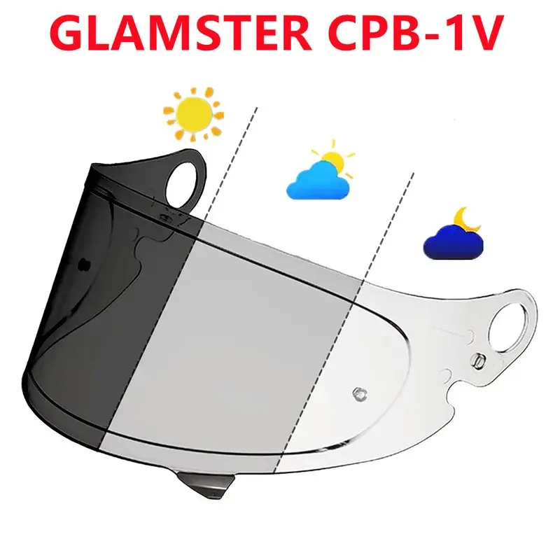 SHOEI Glamster CPB-1V Full Face Motorcycle Helmet with Retro UV Rays Visor, Photochromic PC Lens, Polyester Visor Kit, 1 Motorcycle Helmet Lens, Fine Toughness, High Flexibility for Day and Night Use