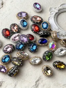 10/20 Counts, Heart Oval Shapes Metal Base set with Bling Artificial Gem Beads Kit for Pens, Crafts, Jewelry Making, Beading Making - Rhinestone Focal Beads for Beaded Pens, Bracelets - Bling Chunky Glitter for DIY Supplies, DIY Kits