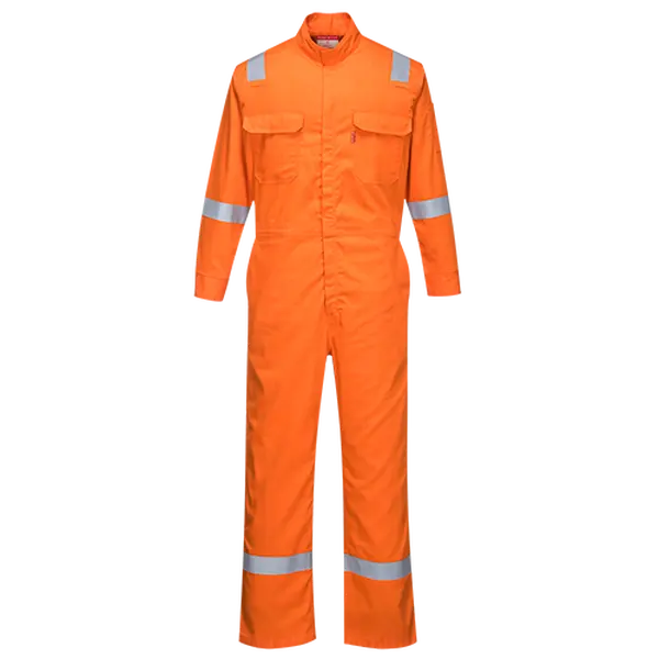Portwest FR94ORR6XL Bizflame Iona Long Zip-Up Workwear Coverall - 88x12in, Orange, 6XL, Right-Hand Pockets, Reflective, Convective Heat Resistance, Dual Hazard Protection
