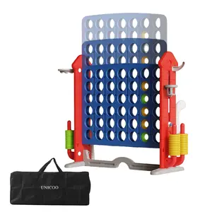 UNICOO Giant 4 in A Row Game with Carry Bag, Basketball Hoop, Ring Toss Game, 4-to-Score Game | Large Outdoor Yard Game, Parties & Gatherings Games