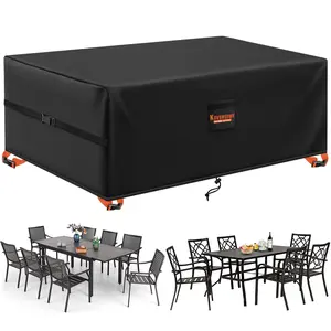180x100x74cm / 180x120x74cm, Garden Furniture Covers with Air Vent, Waterproof Windproof,Heavy Duty RipProof 420D Oxford Fabric Large Patio Set Cover, Outdoor Table Cover, Square/Rectangular Black, Patio Chairs