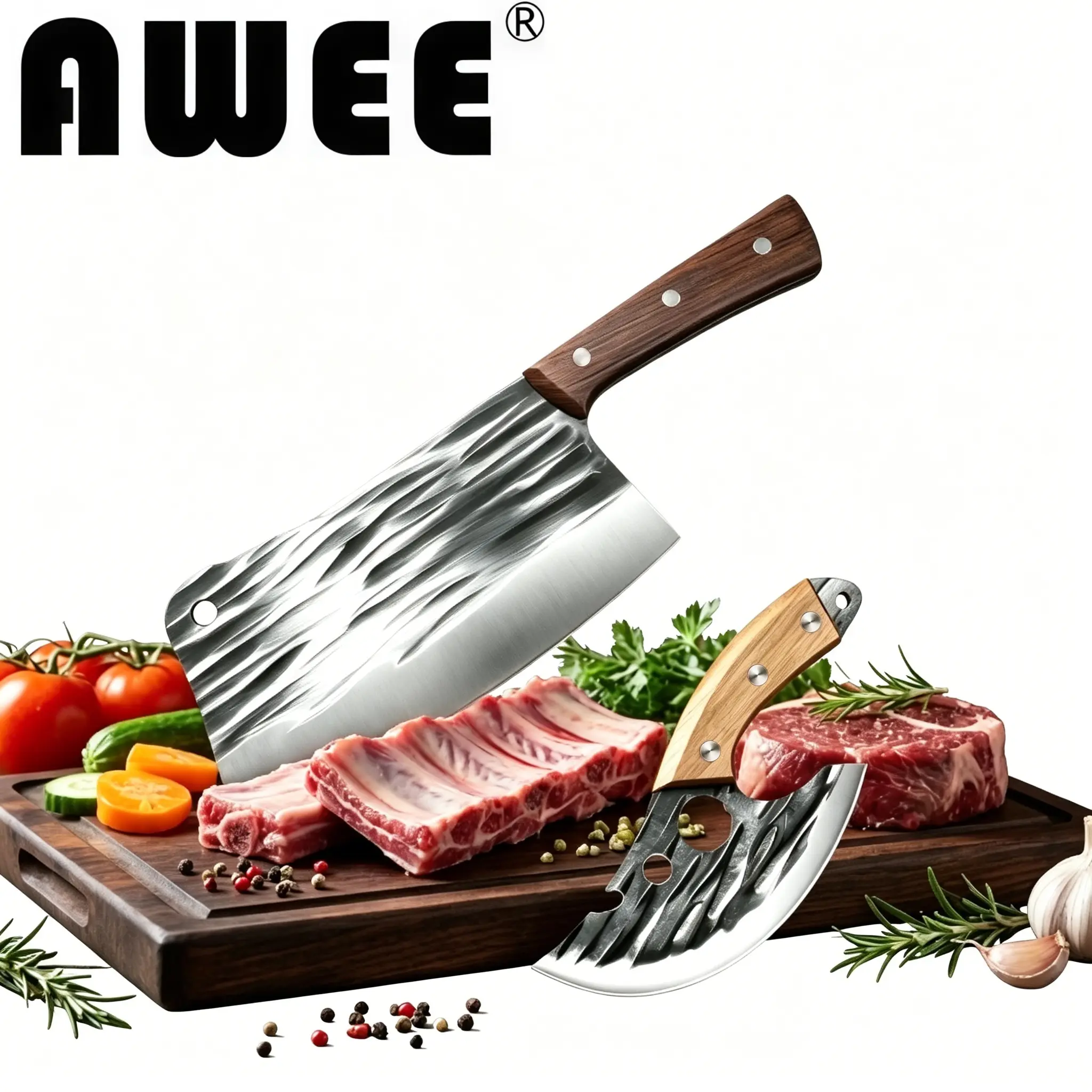 Hand Forged Kitchen Cleaver Set | Perfect Father's Day Gift For Home Chef & BBQ Lovers