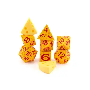 Cheese Metal Dice Set for Dungeons & Dragons, 7-Piece Solid RPG Tabletop Game Dice