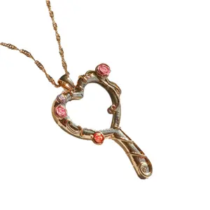 1 Fashionable Geometric Mirror Dopamine Real Lens Necklace, Photo Frame Necklace, Cute Ins Style Necklace